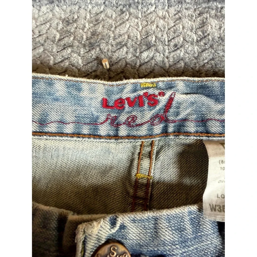 Levi's Bootcut Jeans Mens 36x32 Blue Denim Cotton Light Wash Mid Rise Frayed Hem
